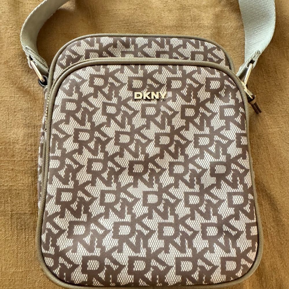 DKNY Brown and Cream Crossbody Bag